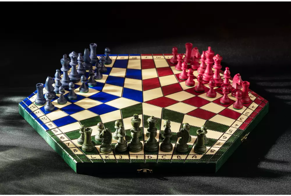 Szachy dla trójki graczy - duże (trójkolorowe)